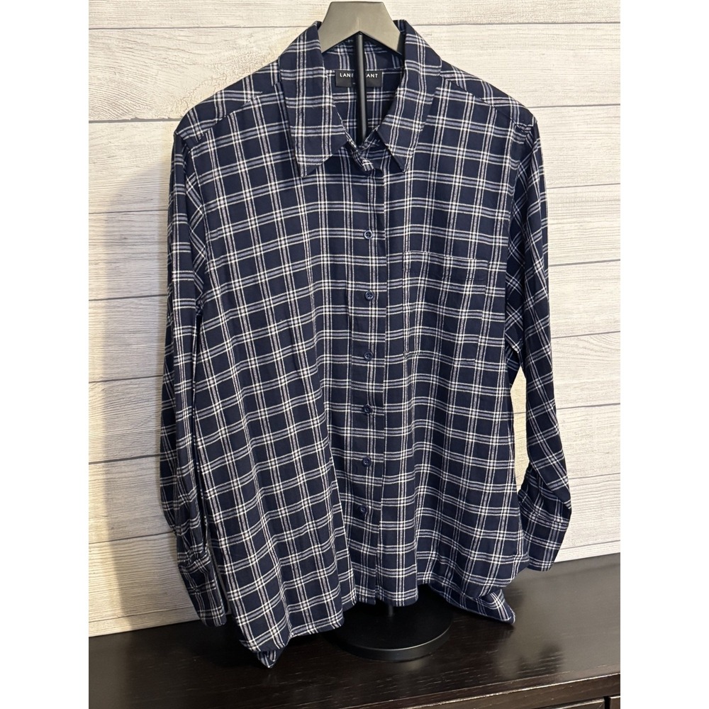 Lane Bryant‎ Navy Plaid Flannel Shirt – Women's Size 14/16